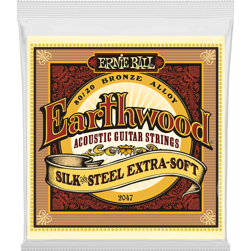 Foto van Ernie ball 2047 earthwood silk & steel extra soft snarenset