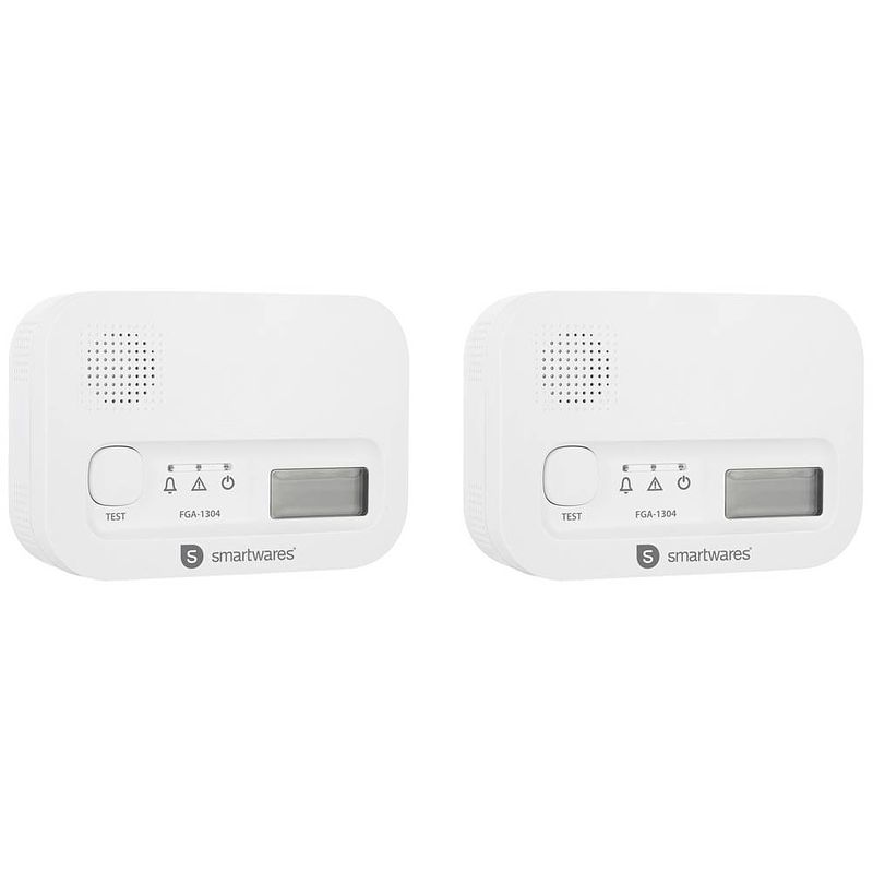 Foto van Smartwares fga-13042 gasmelder set van 2 stuks werkt op batterijen detectie van koolmonoxide