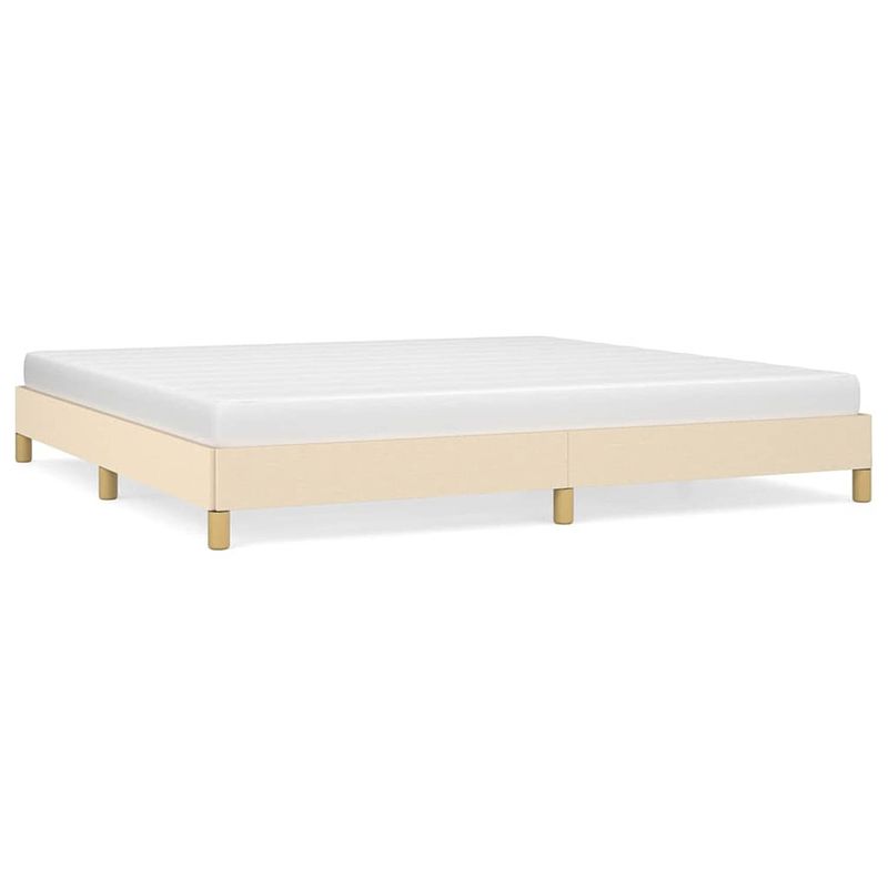 Foto van The living store bedframe - crème - 203x203x25 cm - ademend en duurzaam - ondersteunende poten - multiplex lattenbodem