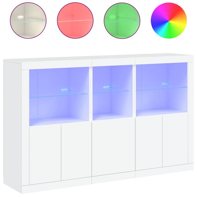 Foto van Vidaxl dressoir met led-verlichting 162x37x100 cm wit