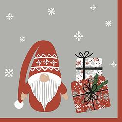 Foto van Duni kerst thema servetten - 40x st - 33 x 33 cm - gnoom/kerstman - feestservetten