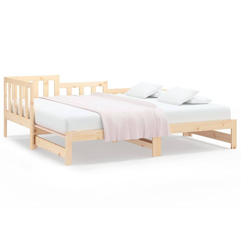 Foto van The living store slaapbank uitschuifbaar massief grenenhout 2x(90x190) cm - bed