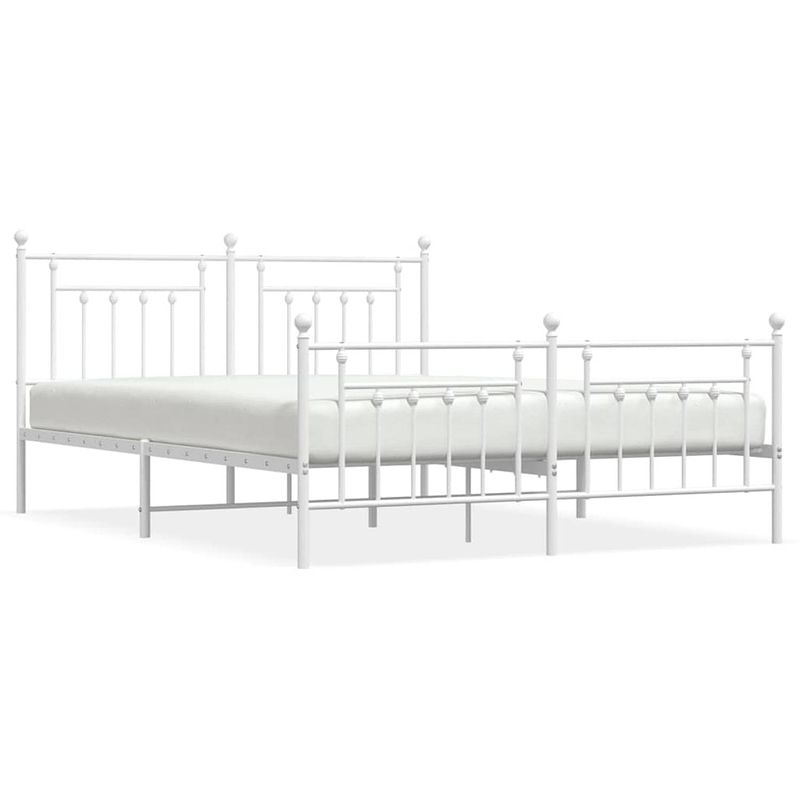 Foto van Vidaxl bedframe met hoofd- en voeteneinde metaal wit 180x200 cm