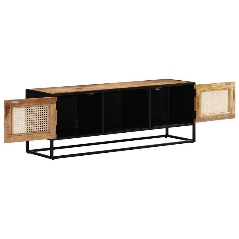 Foto van The living store retro tv-kast - mangohout - 110 x 30 x 40 cm - met 3 schappen