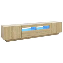 Foto van The living store tv-meubel sonoma eiken - 200 x 35 x 40 cm - met led-verlichting