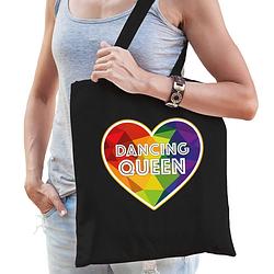 Foto van Bellatio decorations gay pride tas - dancing queen - katoen - 42 x 38 cm - lhbti - feest boodschappentassen