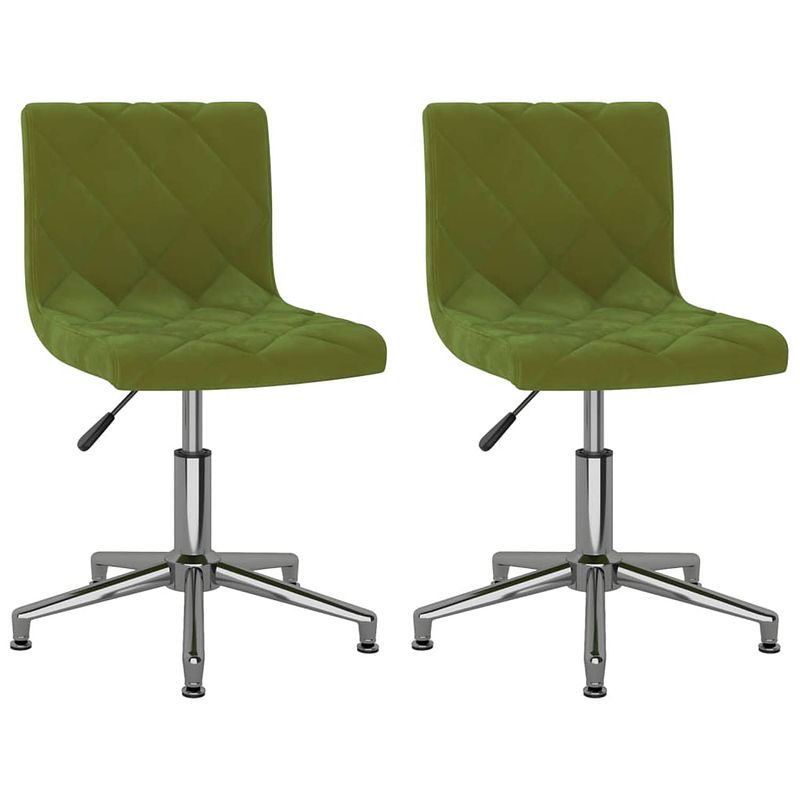 Foto van The living store draaibare eetkamerstoelen - set van 2 - fluweel - lichtgroen - 40x43x(74.5-88.5) cm - verchroomd staal