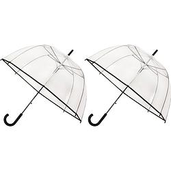 Foto van 2x transparante koepelparaplu 85 cm - doorzichtige paraplu - trouwparaplu - bruidsparaplu - stijlvol - plastic -