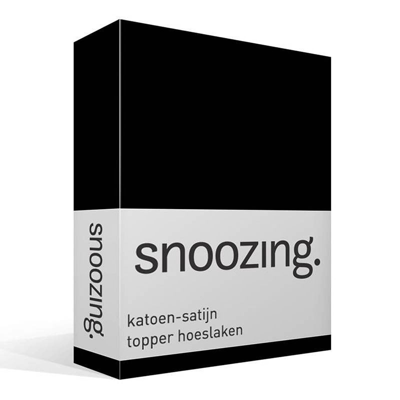 Foto van Snoozing - katoen-satijn - topper - hoeslaken - 120x220 - zwart