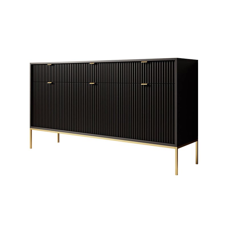 Foto van Meubella dressoir navil 2 - zwart - 154 cm