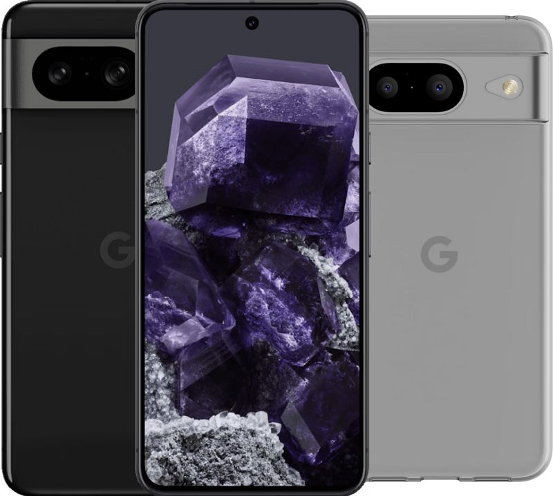 Foto van Google pixel 8 128gb zwart 5g + bluebuilt back cover transparant