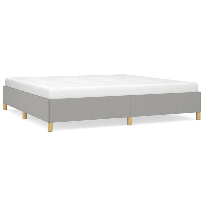 Foto van The living store bedframe - lichtgrijs - 203 x 203 x 35 cm - stof - multiplex