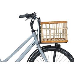 Foto van Rotan fietsmand basil green life l - bevestiging op de voordrager - 30 liter 46 x 35 x 28 cm - natural bruin