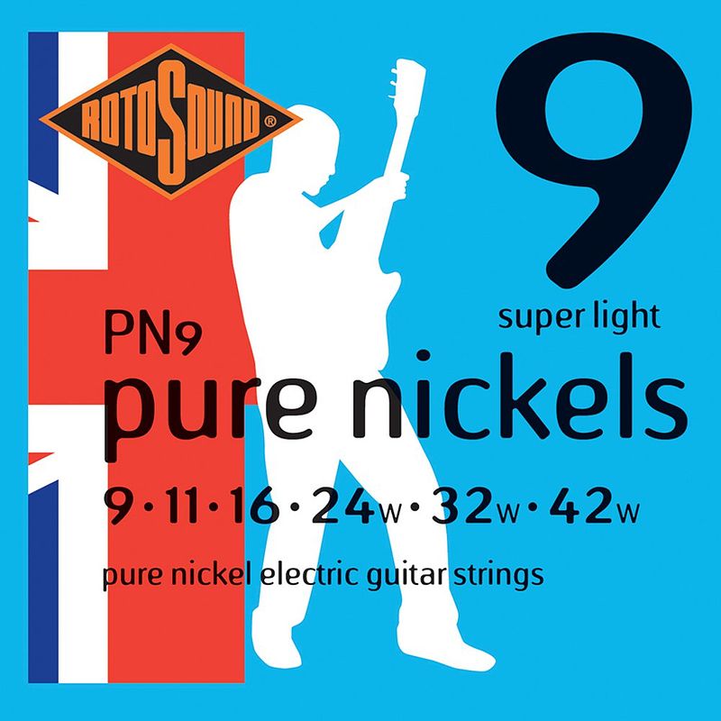 Foto van Rotosound pn9 pure nickels set elektrische gitaarsnaren 009-042