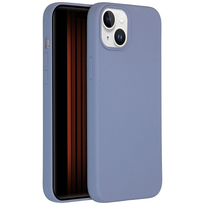 Foto van Accezz liquid silicone backcover met magsafe iphone 15 plus telefoonhoesje grijs