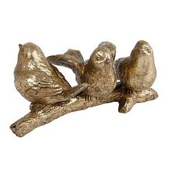 Foto van Gifts amsterdam sculptuur 3 vogels op tak 14 cm polyresin goud