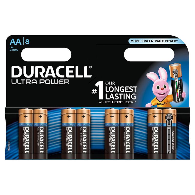 Foto van Duracell ultra power aa alkaline batterijen - 8 stuks