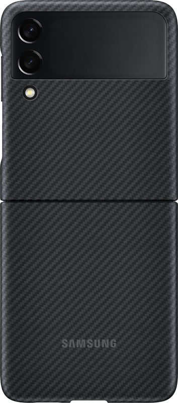 Foto van Samsung galaxy z flip 3 aramid back cover zwart