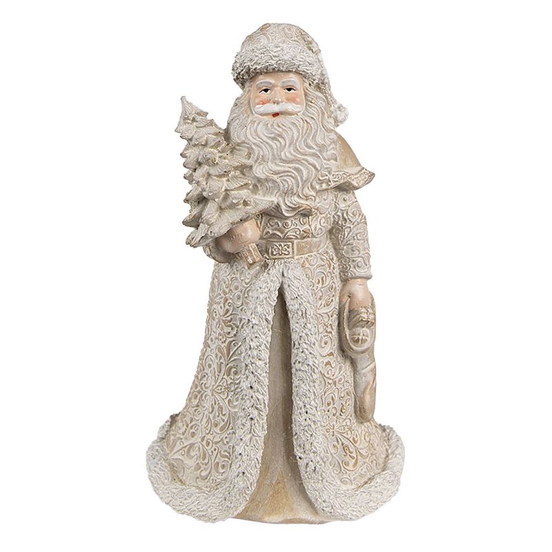 Foto van Clayre & eef beeld kerstman 15 cm goudkleurig polyresin kerstfiguren goudkleurig kerstfiguren