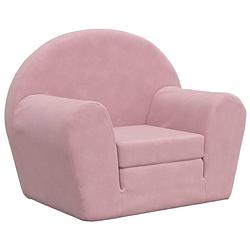 Foto van The living store kinderbank deze comfortabele kinderbank - 57 x (34-91) x 45 cm - roze pluche - schuimvulling -