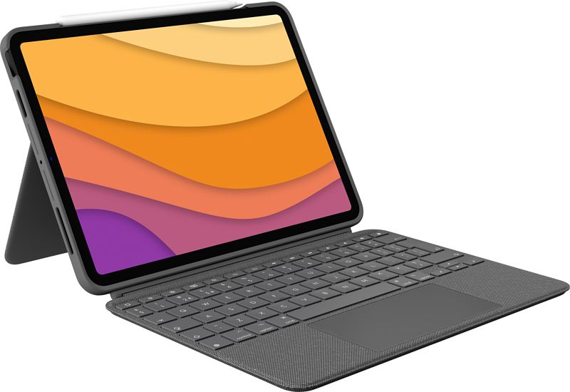 Foto van Logitech combo touch apple ipad air (2022/2020) toetsenbordhoes qwerty grijs