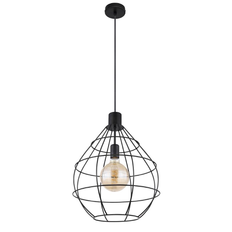 Foto van Industriële hanglamp edwin - l:37cm - e27 - metaal - zwart