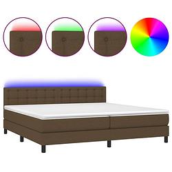 Foto van Vidaxl boxspring met matras en led stof donkerbruin 200x200 cm