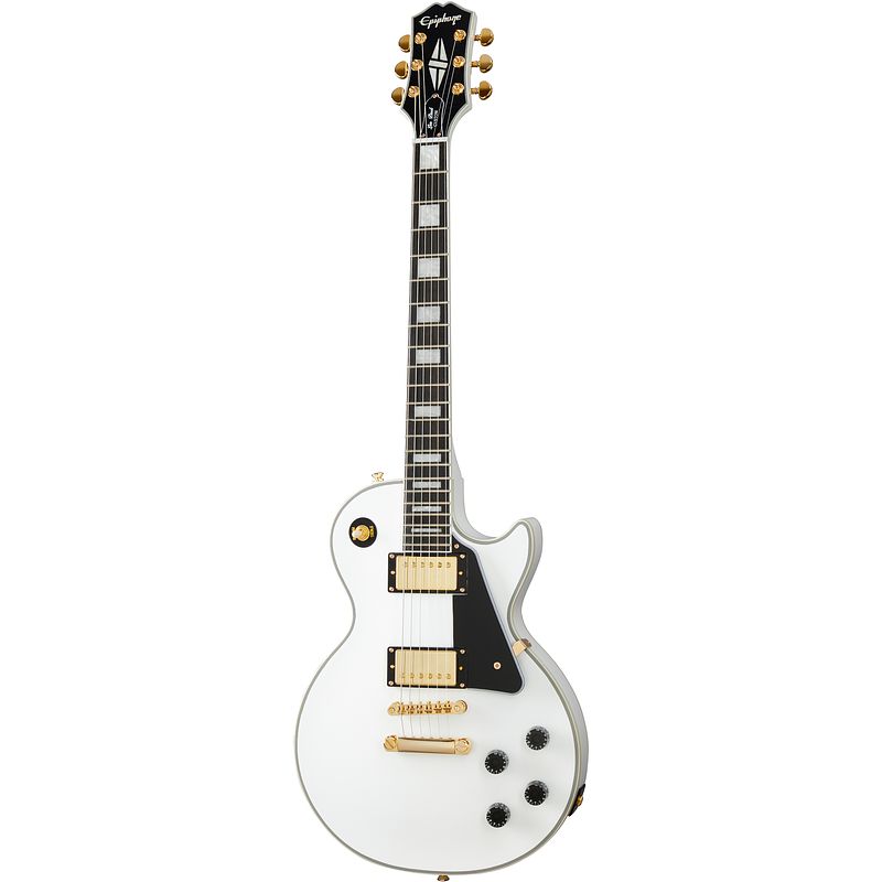 Foto van Epiphone les paul custom alpine white elektrische gitaar