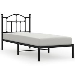 Foto van Vidaxl bedframe met hoofdbord metaal zwart 90x200 cm