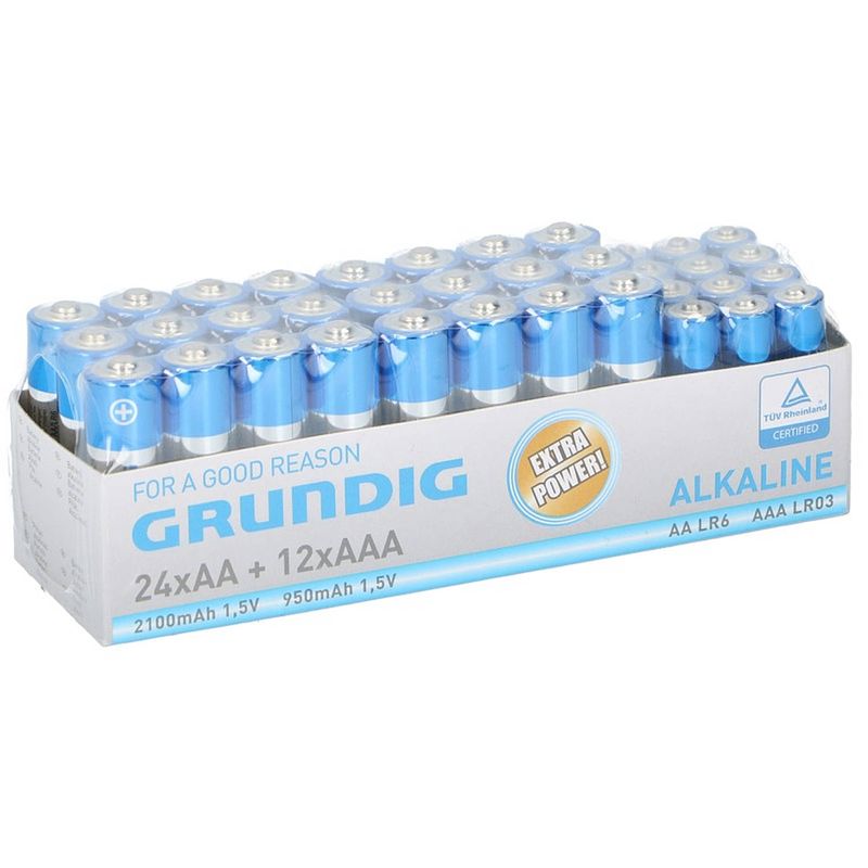 Foto van 72x grundig aa en aaa batterijen alkaline - penlites aa batterijen