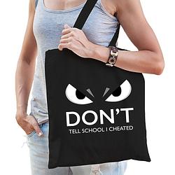 Foto van Dont tell school cadeau katoenen tas zwart voor volwassenen - feest boodschappentassen