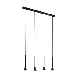 Foto van Eglo cortaderas hanglamp - gu10 - 113 cm - zwart/goud