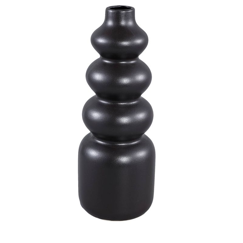 Foto van Ptmd trina black ceramic pot bubbly shape l