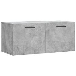 Foto van The living store zwevende wandkast - betongrijs - 80 x 36.5 x 35 cm - duurzaam hout