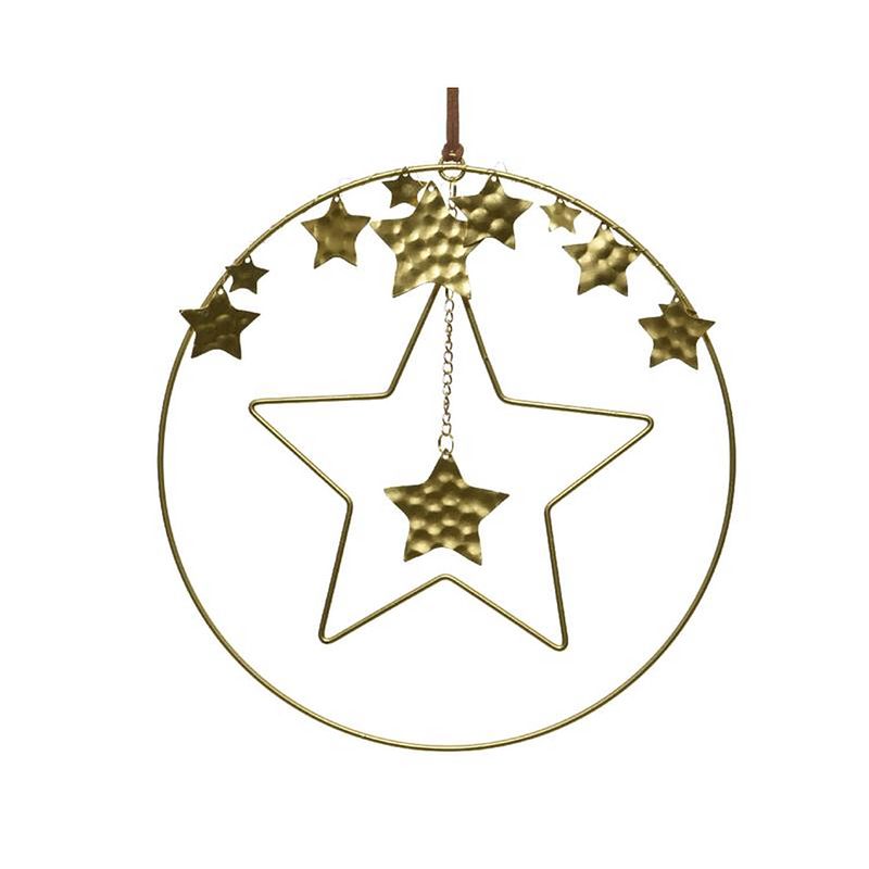 Foto van Decoris kerstdecoratie cirkle met steren dia25cm goud