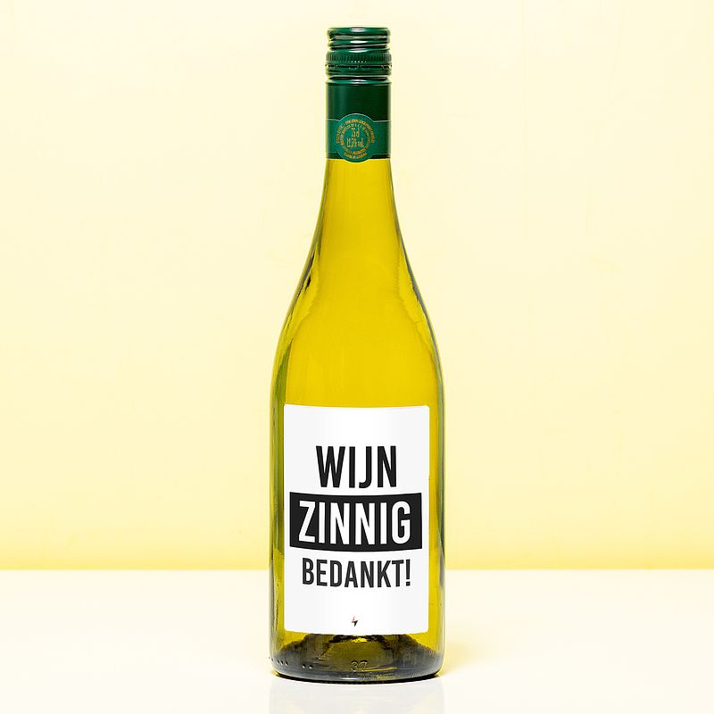 Foto van Wijnfles wijnzinnig bedankt - wit (sauvignon blanc)