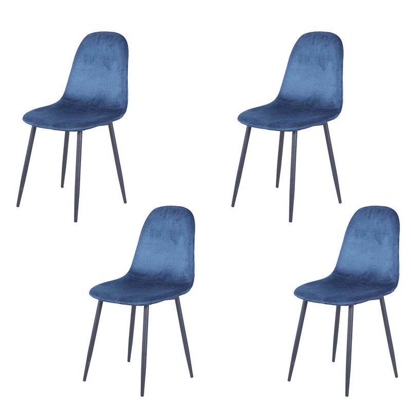 Foto van Cordoba eetkamerstoel - eetkamerstoelen set van 4 - velvet - zwarte metalen poten - blauw