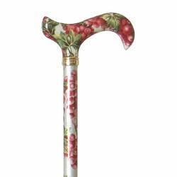 Foto van Classic canes verstelbare wandelstok - tea party - zwart - bloemen - aluminium - derby handvat - lengte 77 - 100 cm