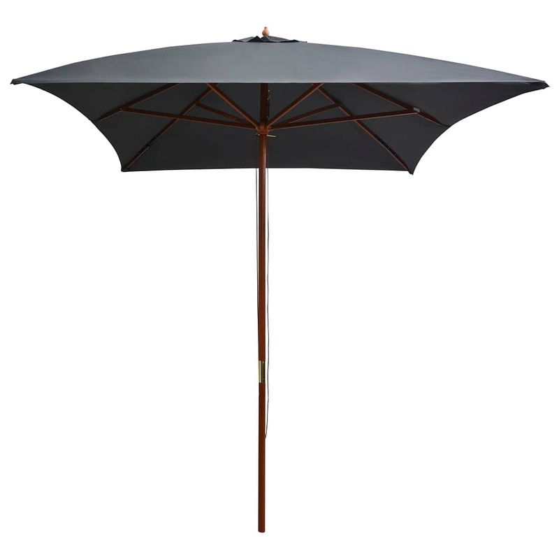 Foto van The living store parasol hout - tuin - 200x300x250 cm - antraciet - uv-beschermend polyester