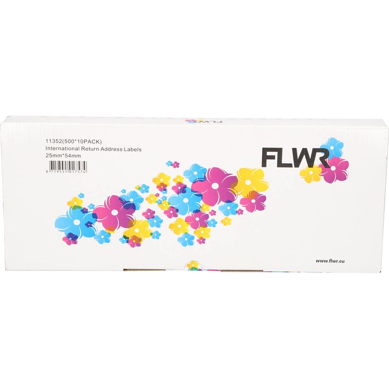 Foto van Flwr dymo 11352 10-pack 25 mm x 54 mm wit labels