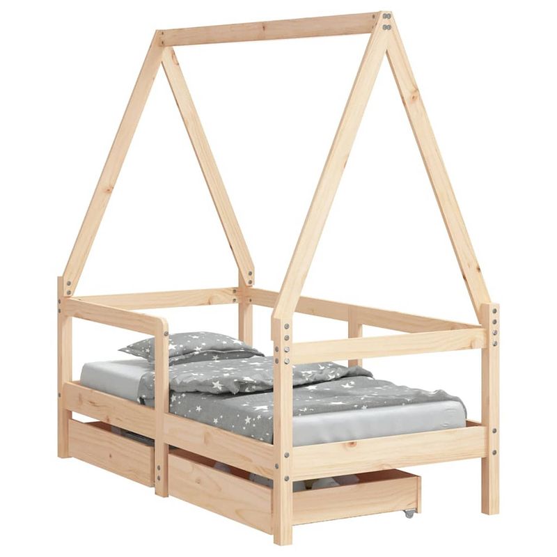 Foto van Vidaxl kinderbedframe met lades 70x140 cm massief grenenhout