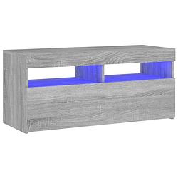 Foto van The living store tv-meubel sonoma eiken - 90 x 35 x 40 cm - led-verlichting - bewerkt hout