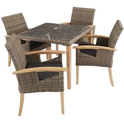 Foto van Tectake® - wicker tafel tarent met 4 stoelen rosarno - natuur - 404858