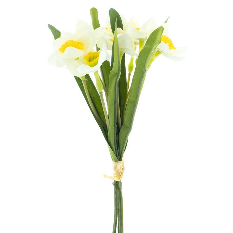 Foto van Narcissus bundle x3 green/cream 30 cm kunstbloemen