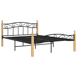 Foto van The living store bedframe metalen en eikenhouten - 210x147x90cm - zwart/lichthout