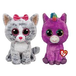 Foto van Ty - knuffel - beanie buddy - kiki cat & rosette unicorn