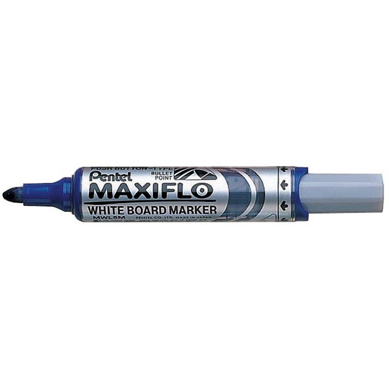 Foto van Pentel whiteboardmarker maxiflo blauw 12 stuks