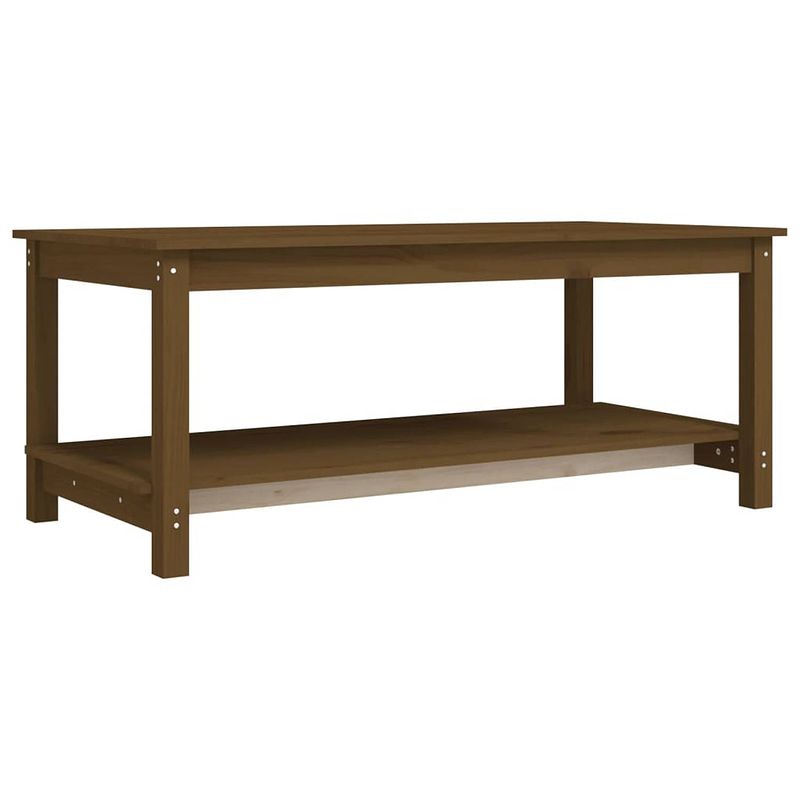 Foto van The living store houten salontafel - massief grenenhout - 110 x 55 x 45 cm - honingbruin