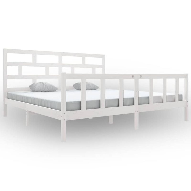 Foto van Vidaxl bedframe massief grenenhout wit 180x200 cm 6ft super king