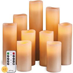 Foto van Goliving led kaarsen met afstandsbediening - bewegende vlam - echte wax - 2x afstandsbediening - set van 9